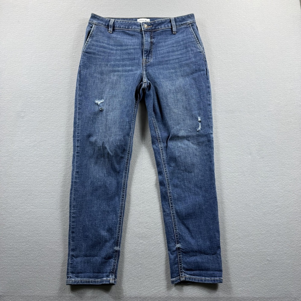 Studio Blue Jeans Womens 30 Blue Med Wash Straight Distressed Stretch‎ 31x27